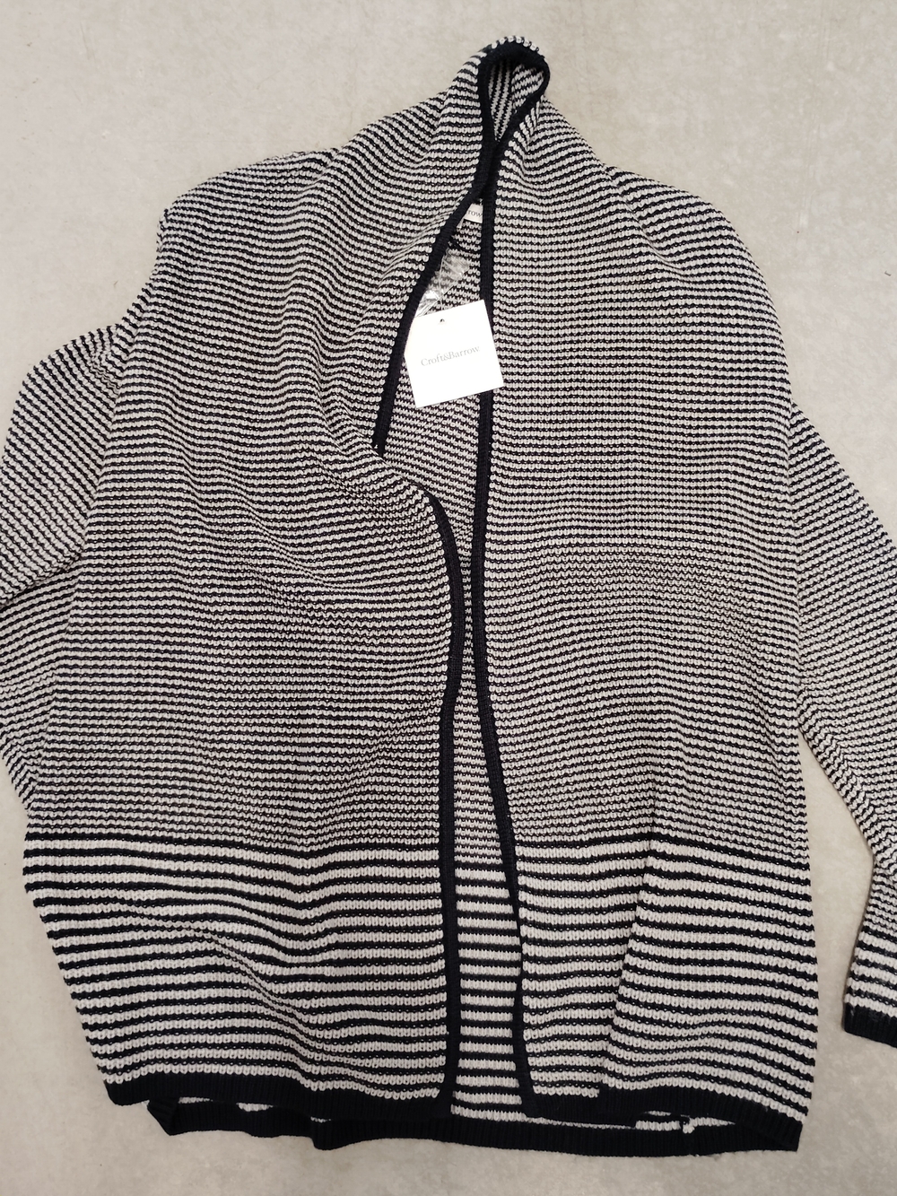 NWT Croft & barrow Navy and White Striped Open-Front Cardigan